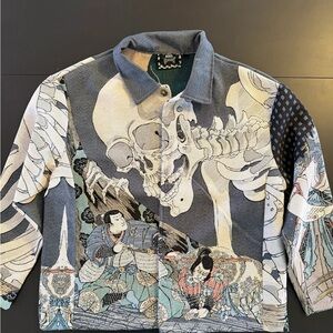 NWT Rebel Vengeance - Japanese Ukiyo-e Skeleton Tapestry Jacket